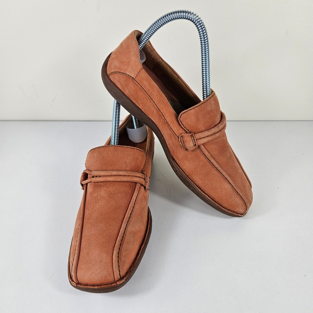 Born Womens 6 Rust Nubuck Leather Square Toe Loafers Slip On Shoes Clogs Mules